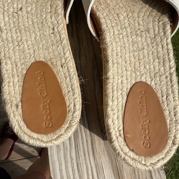 See By Chloe Gold and White Espadrille Shoes